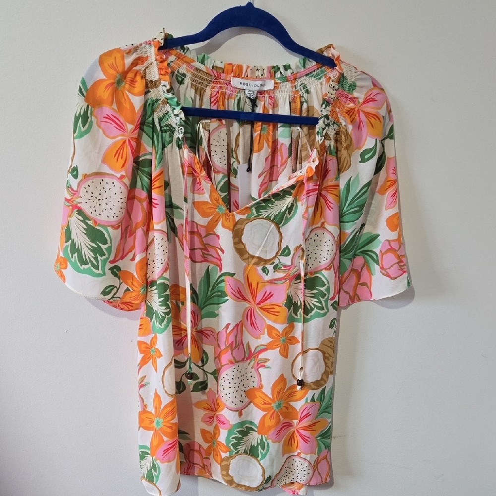 Ladies 1X Rose + Olive Top